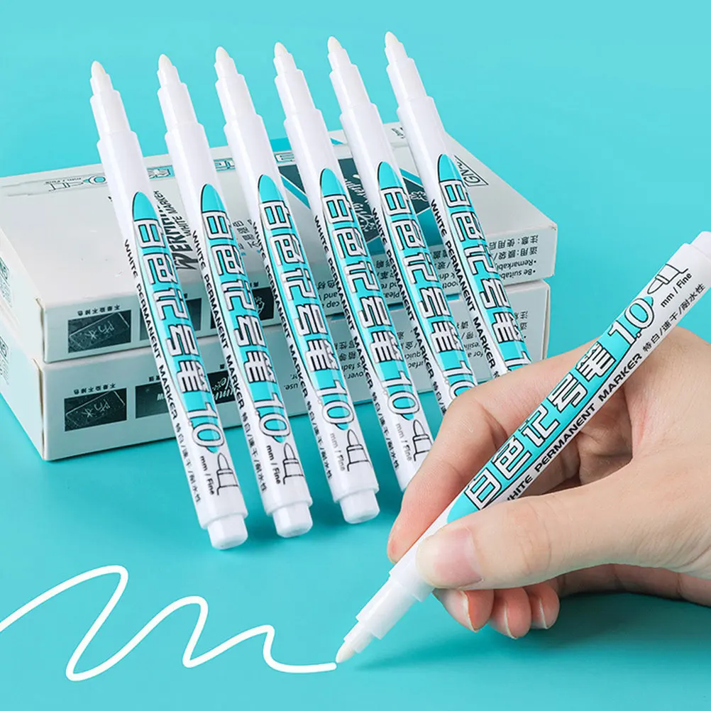 

12Pcs Premium White Paint Markers Quick Dry Waterproof Multipurpose Painting Pens for Glass Ceramic Plastic Paper Office
