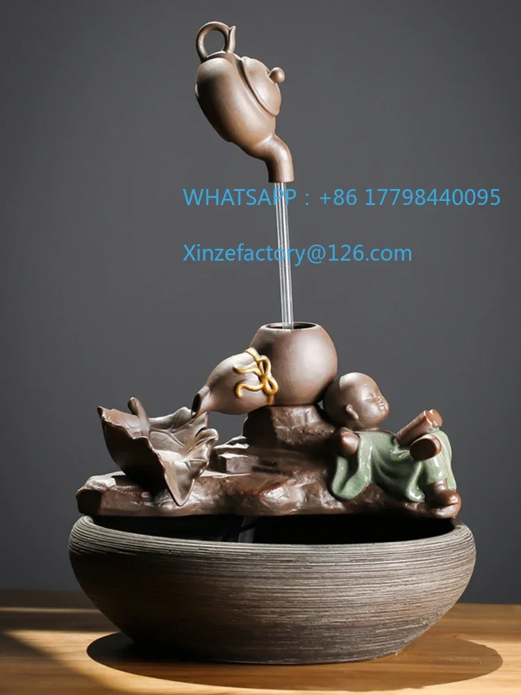 تخصيص الإبداعية السيراميك نافورة الماء الجارية المرطب زخرفة محظوظ فنغ شوي عجلة غرفة المعيشة مكتب المياه الجارية #4