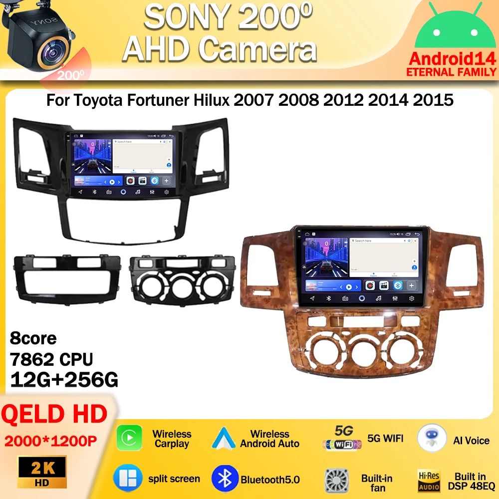 

For Toyota Fortuner Hilux 2007 2008 2012 2014 2015 Android 14 8 Core Wifi Car Radio Multimedia Video Player Head Unit 2K BT 4G