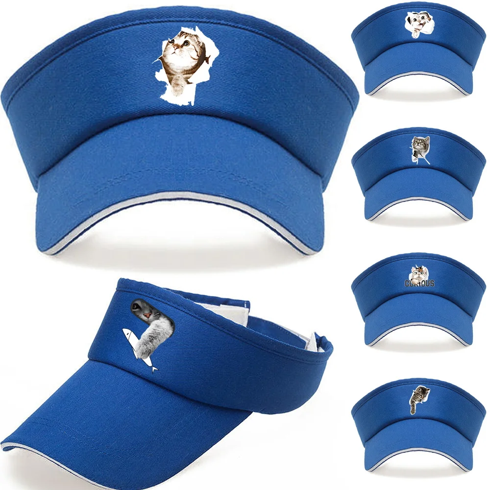 

Empty Top Hat for Men Visor Cap Golf Running Baseball Caps Printing cat Series Sports Hats Adjustable Anti-UV