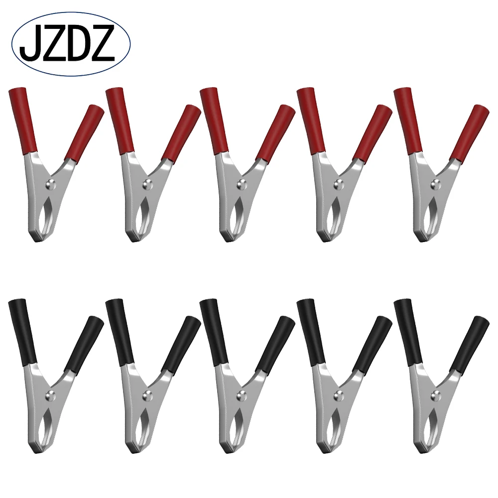 Jzdz 20Pcs Geïsoleerde Alligator Clips Zwart Rood Krokodil Klemmen Voor Geladen Truck Auto Accu Opladen Elektrische Testen J60013