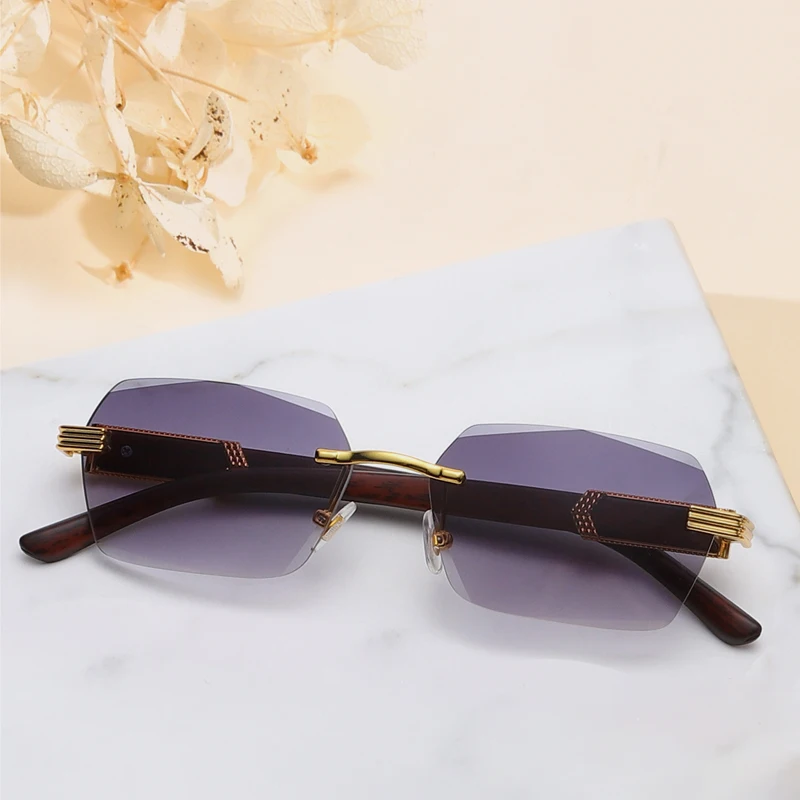 Frameless Square Cut Edge Sun Glasses Men and Women Sunglasses New Fashion Gradual Shading Sunglasses UV400