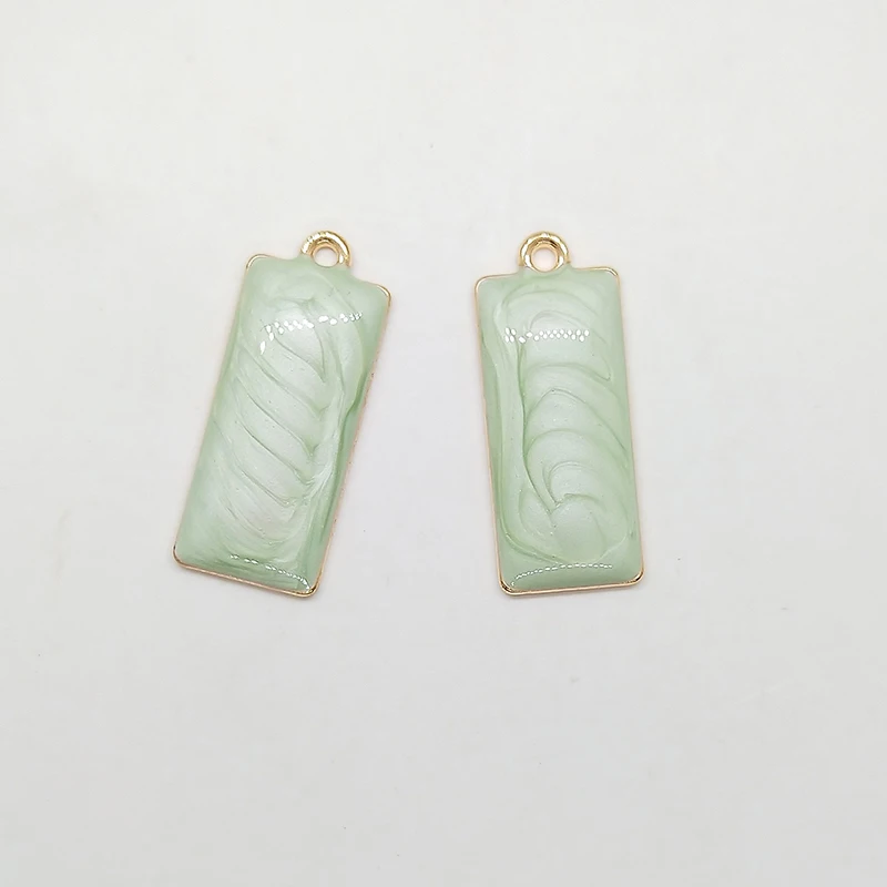 New Fashion 6pcs/bag 28*12MM Zinc Alloy Candy Colors Drop Oil Rectangle Charms Pendants DIY Jewelry Necklace Earring Accessories