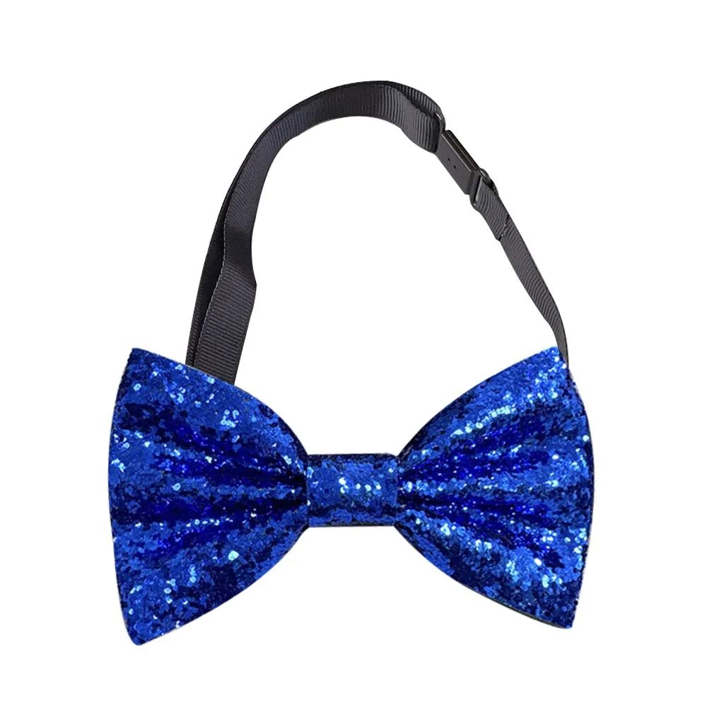 Fashion Shiny Paillette Sequins Bowtie Adjustable Dance Bowknot Stage Performance Tie Neck Decoration Necktie Groom Formal Suit