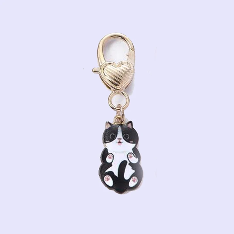 Cute Cartoon Cat Keychain Metal Enamel Kitten Keyring For Women Trendy Headphone Case Pendant Backpack Charms Gifts