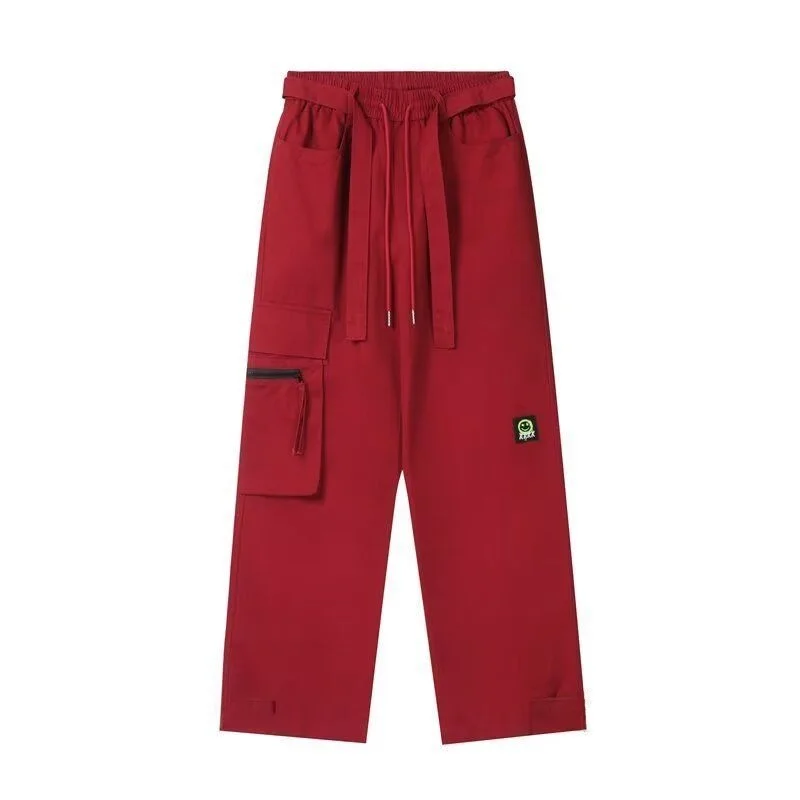 

Ретро Гонконг Sle Широкие брюки прямого кроя Цветные свободные спортивные рабочие брюки Модные повседневные брюки для мужчин