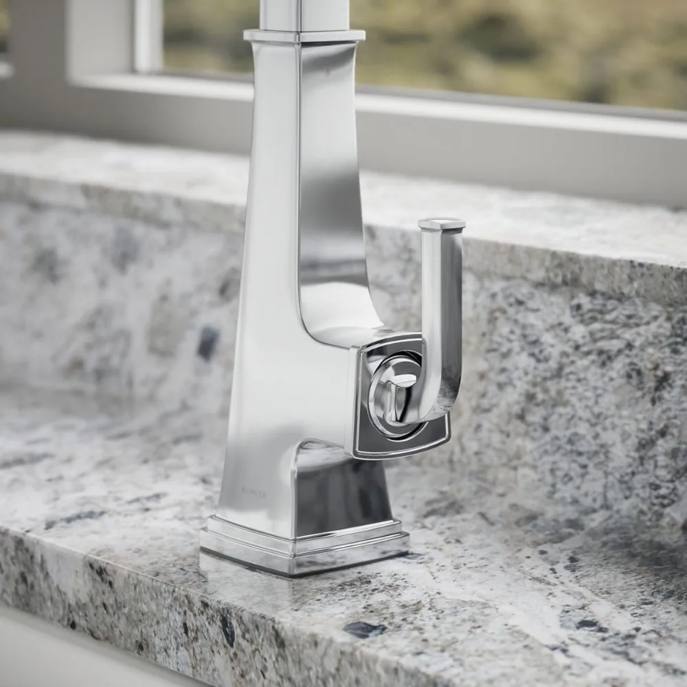 KOHLER K-23830-CP Riff Pull-Down Single-Handle Kitchen Faucet, Kitchen Sink Faucet with Pull-Down Sprayer, Polished Chrome