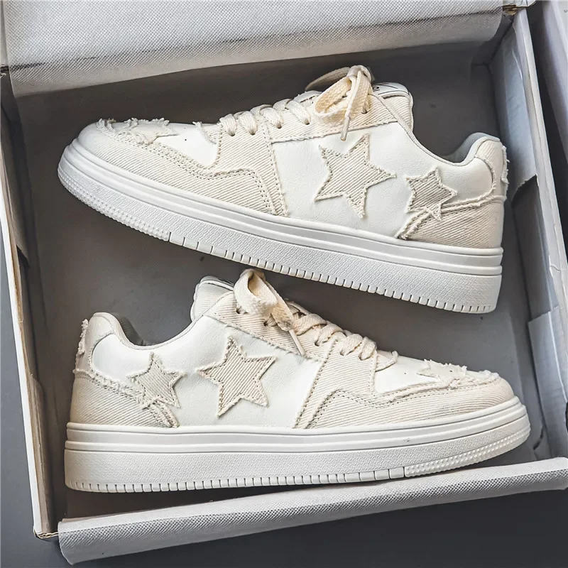 

Men's sports vulcanized multifunctional star design skateboard lace running tennis casual outdoor shoes