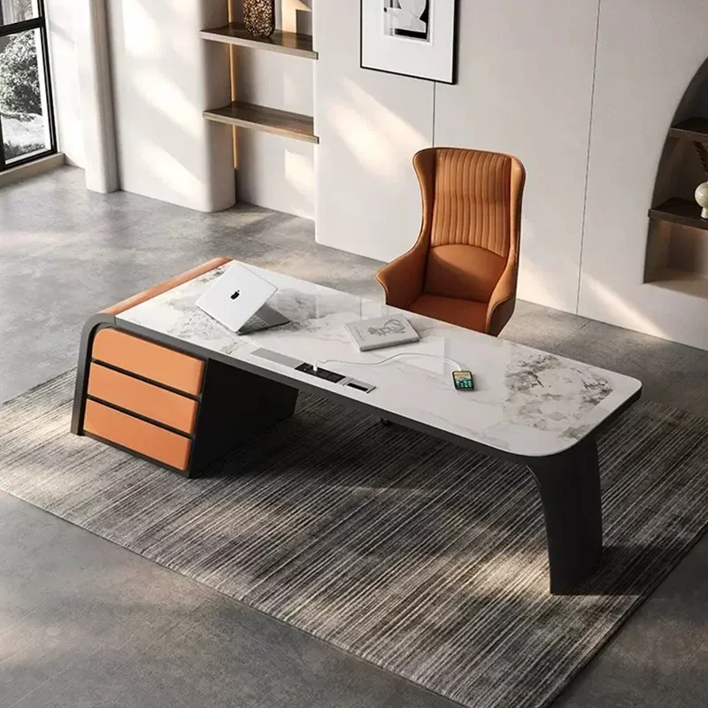 

Office Desk Socket Cabinent Long Asthetic Designer Executive Drawers Computer Table Study White Mesa De Escritorio Home Office