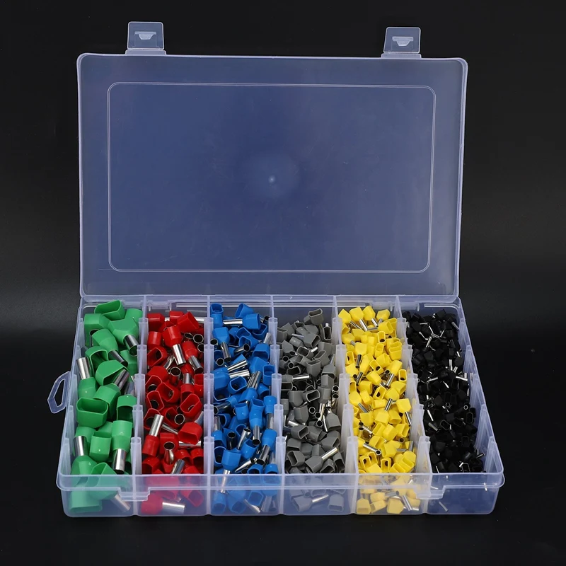 3120Pcs Dual Bootlace Ferrule Teminator Kit Electrical Crimp Dual Entry Cord End Wire Terminal Connector