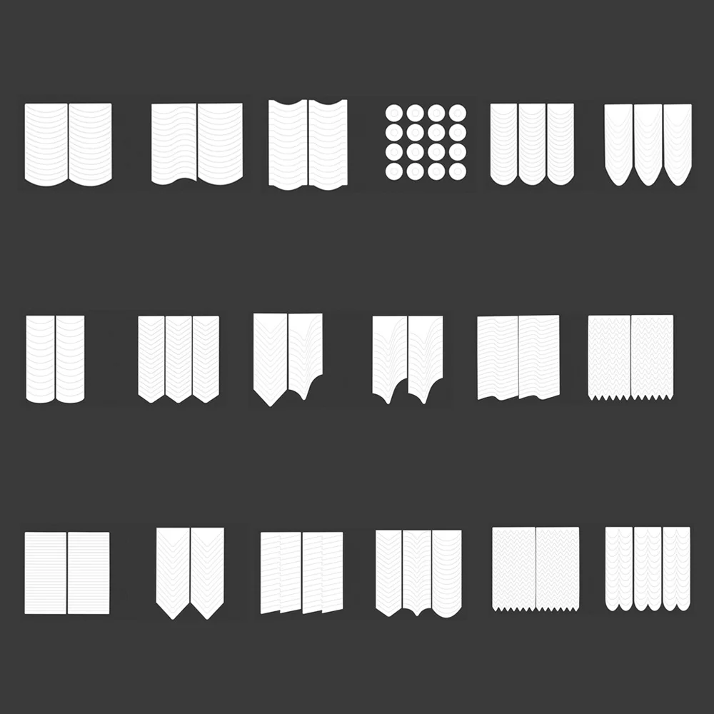 Autocollant de bande pour pointes d'art d'ongle, 18 feuilles d'autocollants pour ongles français, autocollants de manucure auto-adhésifs pour ongles, autocollants à franges incurvées