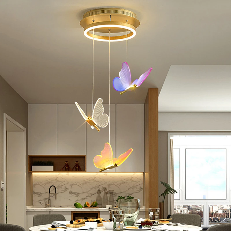 

Modern LED Lamp Personalized Creative Luxury Butterfly Fashion Trendy Pendant Villa Livingroom Bedroom Decor AC85-265V