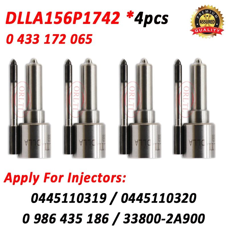 4pcs DLLA156P1742 0433172065 Diesel Injector Nozzle DLLA 156 P 1742 For HYUNDAI Kia 33800-2A900 0445110319 0445110320