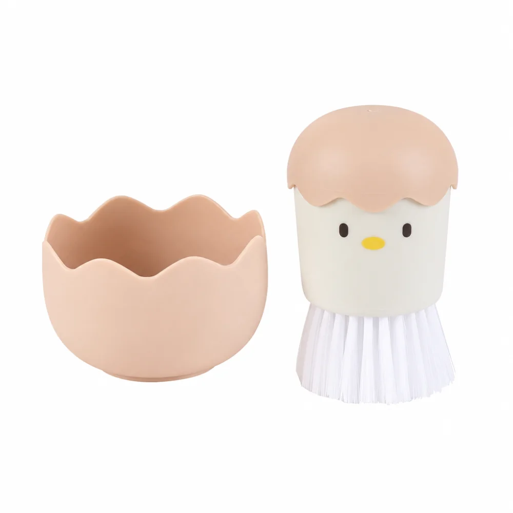 Convenient Eggshell Shape Cleaning Brush Cartoon Design Handheld Structure Egg Brush Cartoon Chicken Dish Brush Kitchen