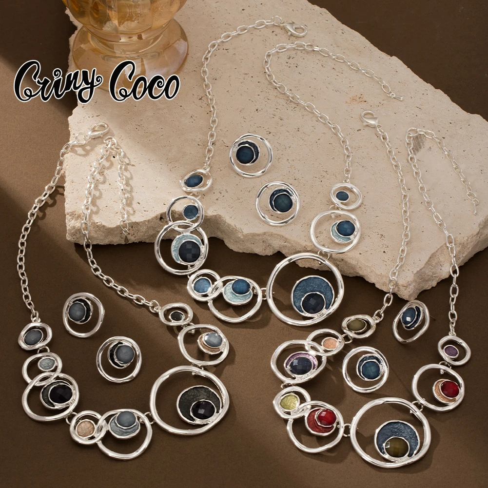 

Cring Coco Enamel Necklace Women's Geometric Necklace Jewelry New Vintage Elegant Fashion Necklace Valentine's Day Best Gift