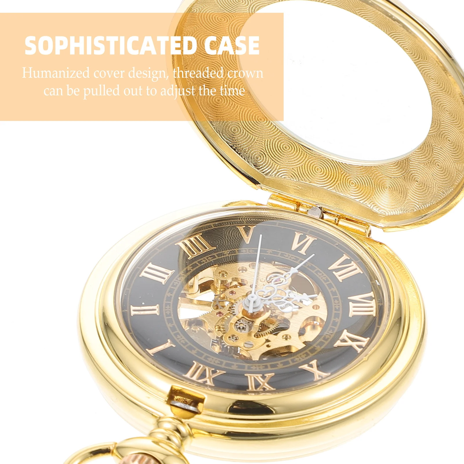 Vintage Mechanical Pocket Watch Zinc Alloy Hollow Case Large Roman Numerals Accurate Time Steampunk Gift for Men Friends