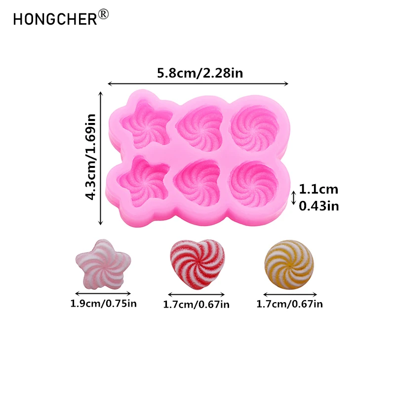 Swirl Heart Pentagram Round Candy Silicone Mold Handmade DIY Hair Clip Materials Resin Accessories Crafting Mold