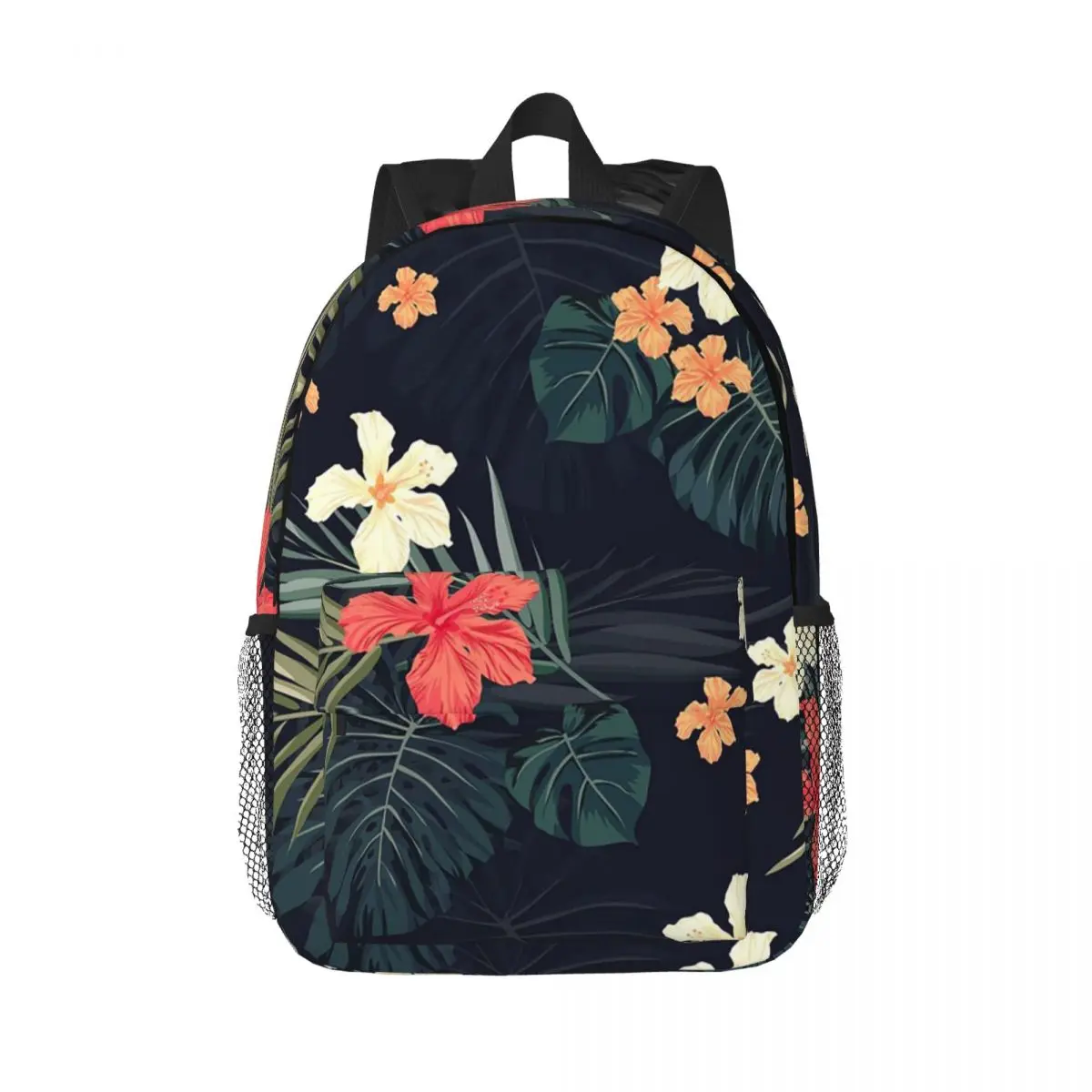 Sacs à dos à fleurs tropicales foncées pour garçons et filles, cartable pour étudiants, sacs d'école, sac à dos de voyage, sac initié, grande capacité, mode