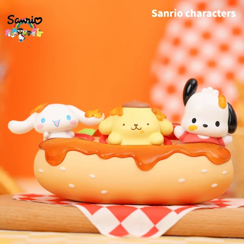 

Sanrio Delicious Hot Dog Elevator Figure Series Cinnamoroll Pompompurin Children's Birthday Gift Kawaii Toy Anime Peripheral