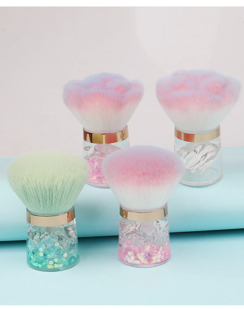 Crystal Mountain Makeup Brush Set – Powder & Blush Brush, Flower-Shaped Nail Dust Brush, Multi-Use Face & Nail Tools
