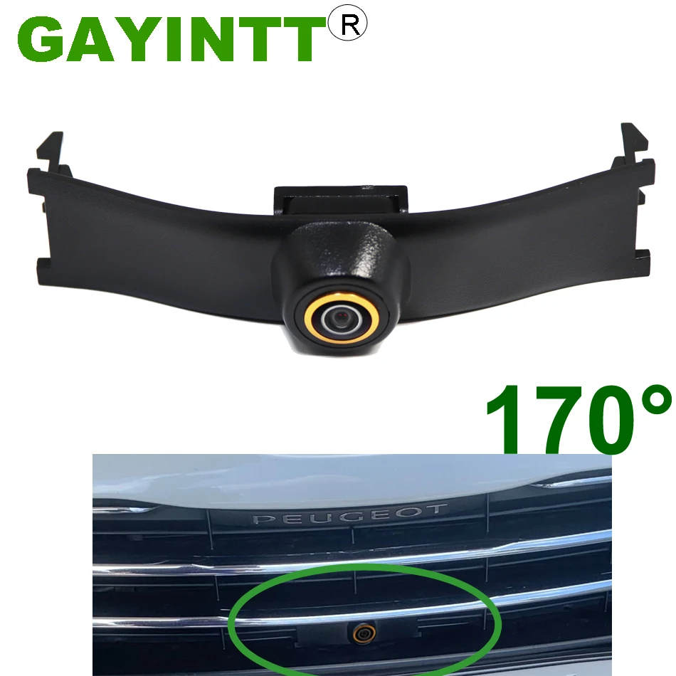 GAYINTT 170° 720P Night Vision Car Front View Camera For Peugeot 3008 2013 2014 2015 Logo Mark HD Camera