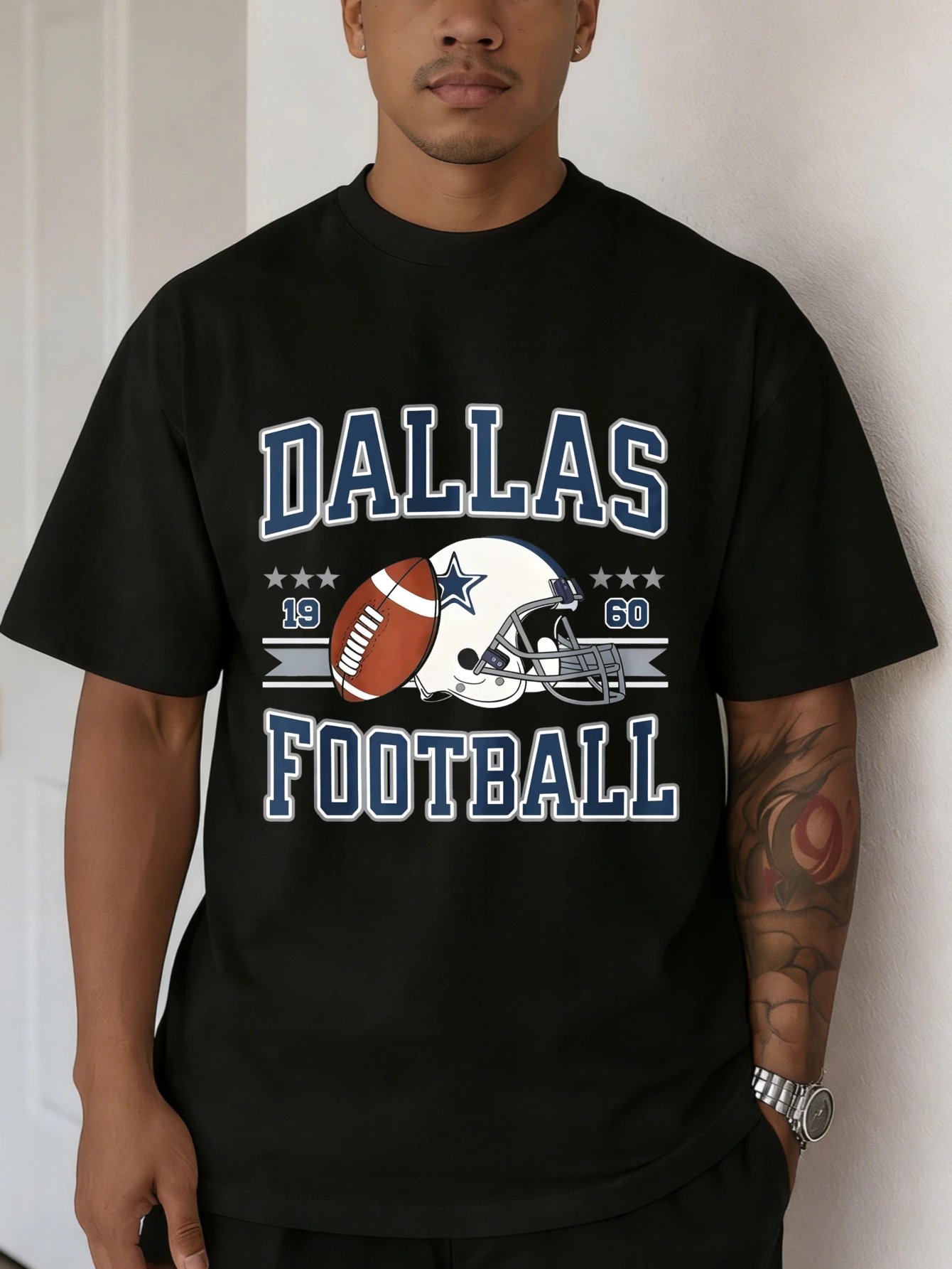 

Mens T Shirts Dallas Football Sporty Graphic Cotton Regular Fit Short Sleeve Summer Casual Tee for Men