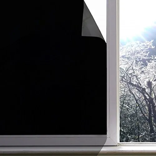 100% Light Blocking Window Film Static Self adhesive Glass Stickers Black Matte Privacy Protective Window Decals Heat Insulation