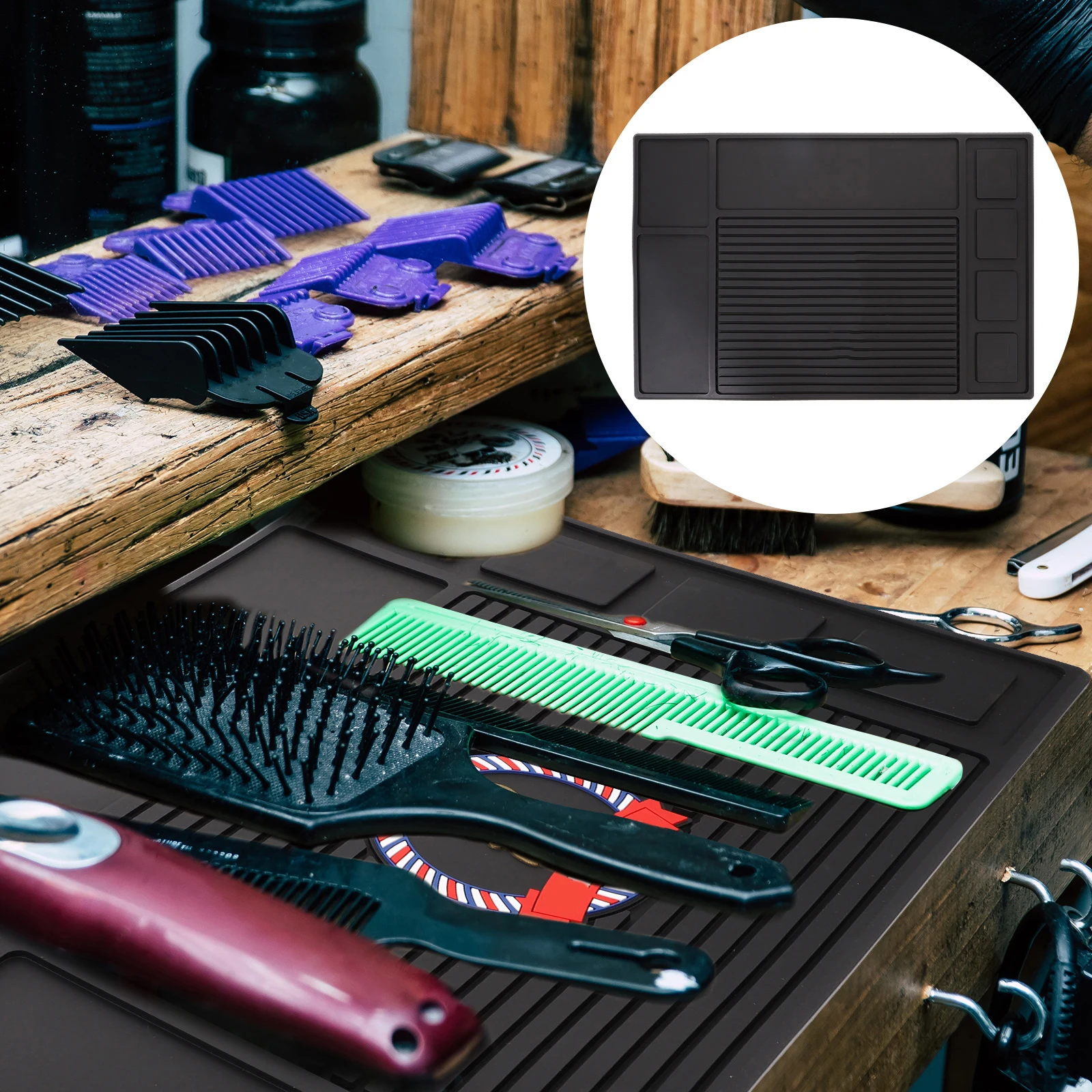 

Silicone Hairdressing Non Skid Barber Anti-Skid Mat Tool Pad Clippers Mat Large Space Stylist Salon Storage Mats