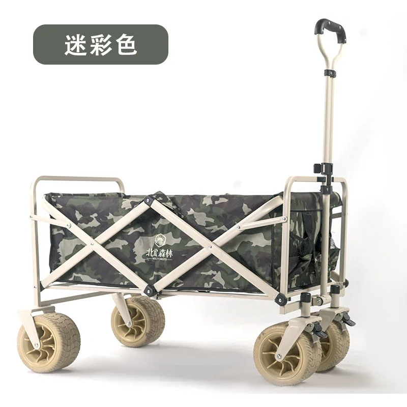 Outdoor Foldable Trolley Large Capacity Multifunctional Camper Picnic Trolley Portable Outing Camping Trailer Trolley