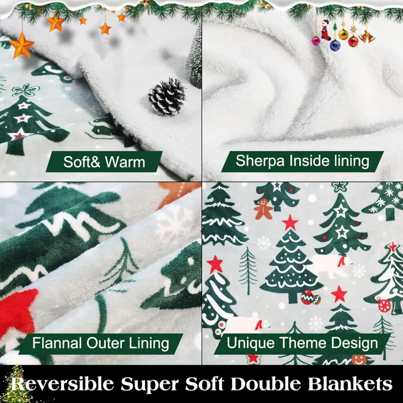 Christmas blanket comfortable soft flannel winter warm plush decoration sofa holiday cottage blanket