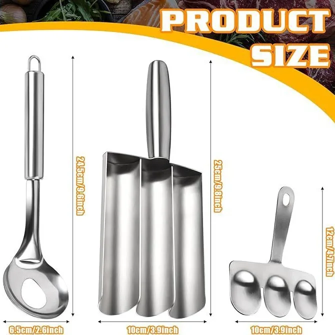 Meatball Maker Stainless Steel Scoop Set For Kitchen Cooking Food Preparation Three Piece Kit