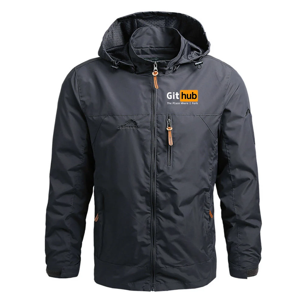 2026 Spring And Autumn Men's Four color windbreaker Jacket Coat Github The Place Where I Fork Logo Print Lightweight Hoodies