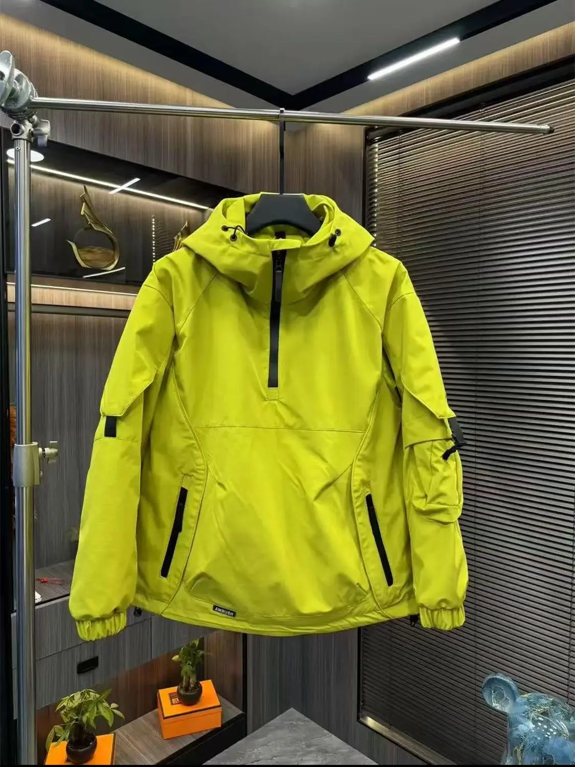 

Spring Men's Faion Casual Outdoor Hooded Jaet Dopane Color Spor Sle Polyester Fabric Breathable Long Sve Coat