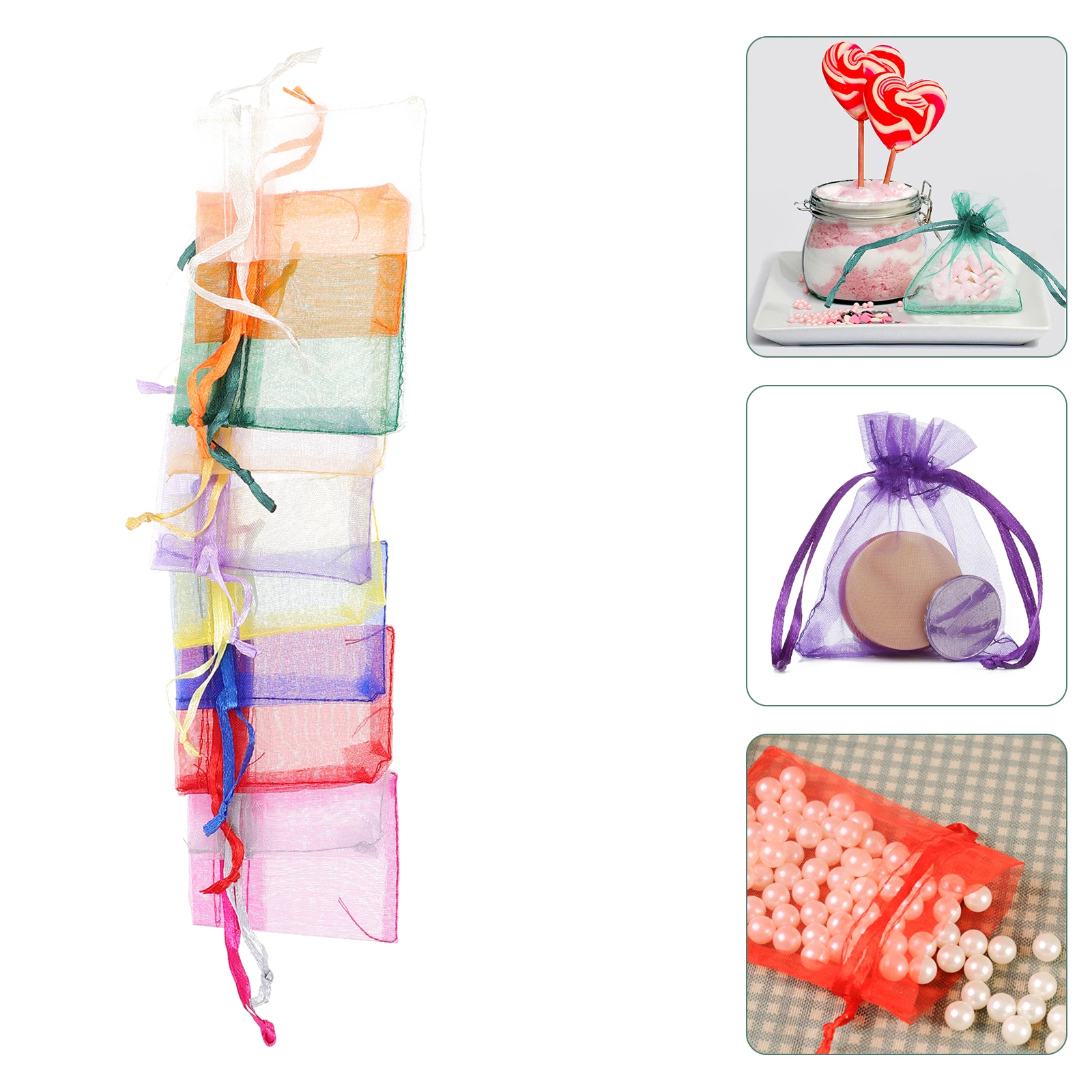 

100 Pcs Gift Wrapping Bag Mesh Drawstring Bags Small for Candy Jewelry Organizer Pouches Fabric