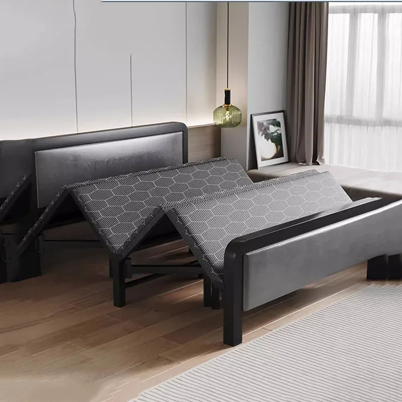

Double Bedroom Bed Children Luxury Folding Headboards Girls Portable Bed Frame Metal Japanese Individual Home Furniture
