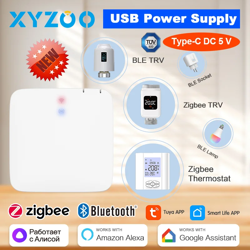 Tuya Multi Mode ZigBee3.0 Wifi Bluetooth Gateway Smart Life APP Remote Control Automation USB Power Support Voice