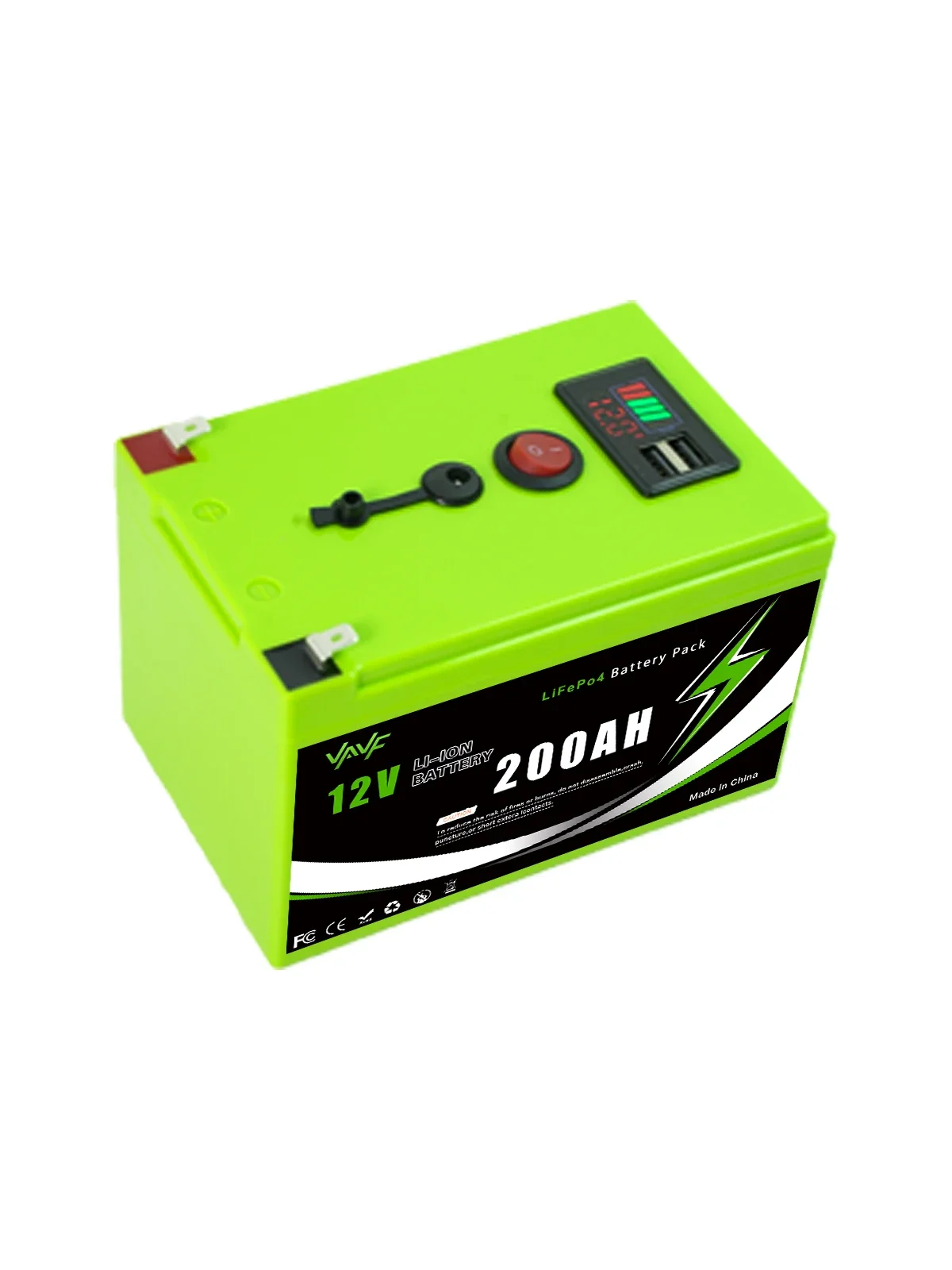 🍝 🍜 Batterie LiFePO4 haute capacité 12V 200000mAH avec résolution BMS intégrée pour panneaux solaires, camping-cars, yachts et alimentation de secours