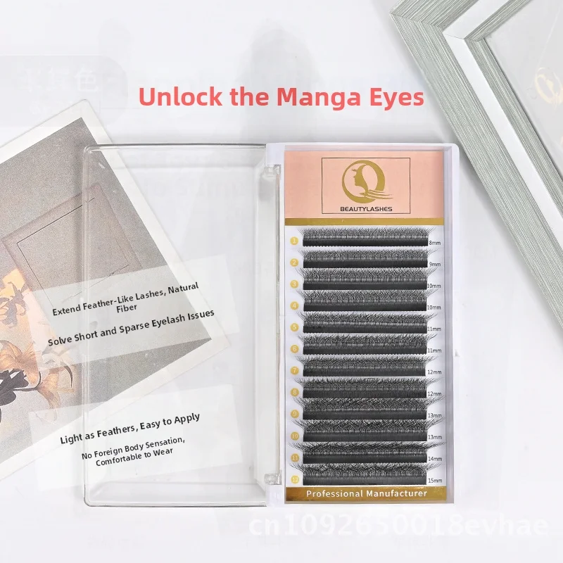 ขนตาปลอม LU Five-Leaf Clover แบบโค้งงอนแน่นเป็นธรรมชาติ 12 แถว ใยสังเคราะห์ ทนทาน ขนาด 8-15 มม. สำหรับทุกคน