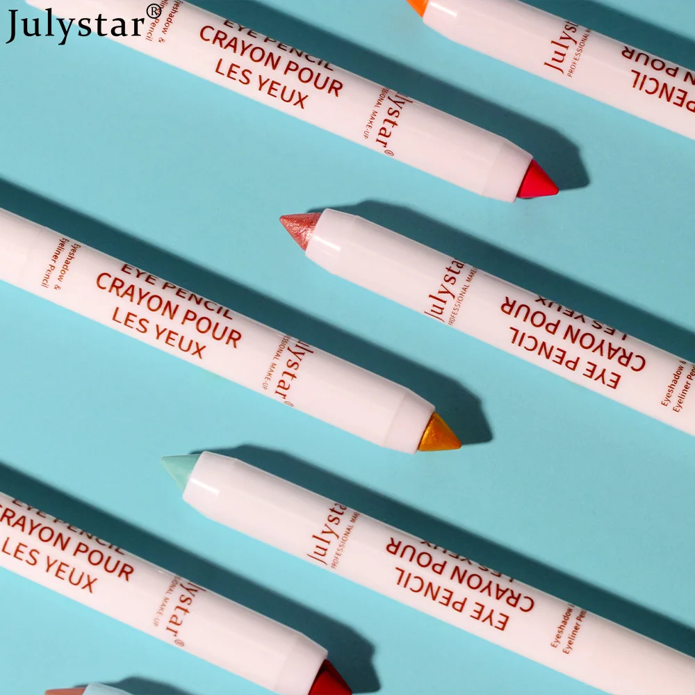 Julystar-lápiz de sombra de ojos, crema delineadora de ojos, maquillaje de ojos impermeable, cosméticos para mujeres, juego de sombra de ojos mate, coloración persistente