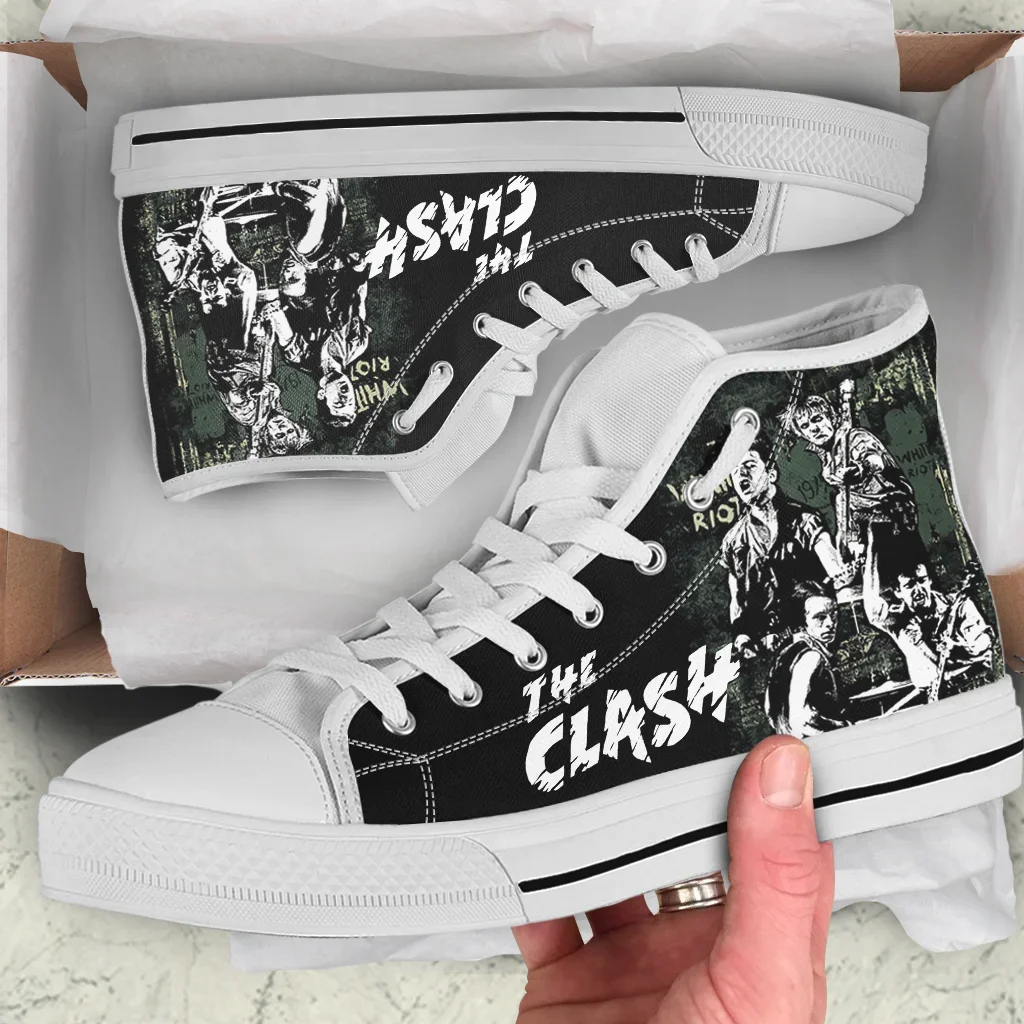 Hot Cool Fashion New Summer High Quality Sneakers Casual Shoes Men Women The Clash Band High Top Latest Classic Board Shoes