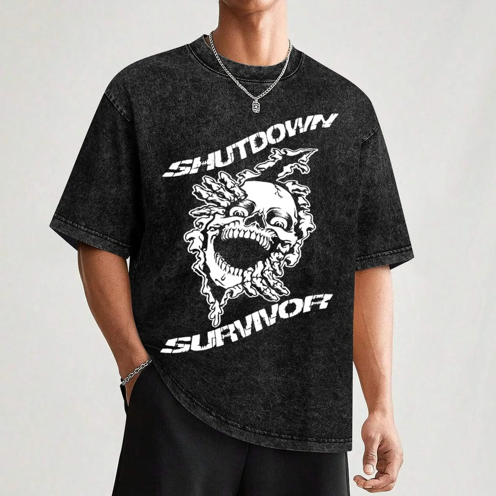 SHUTDOWN SURVIVOR T-Shirt Basic Solid Tee for Daily Use