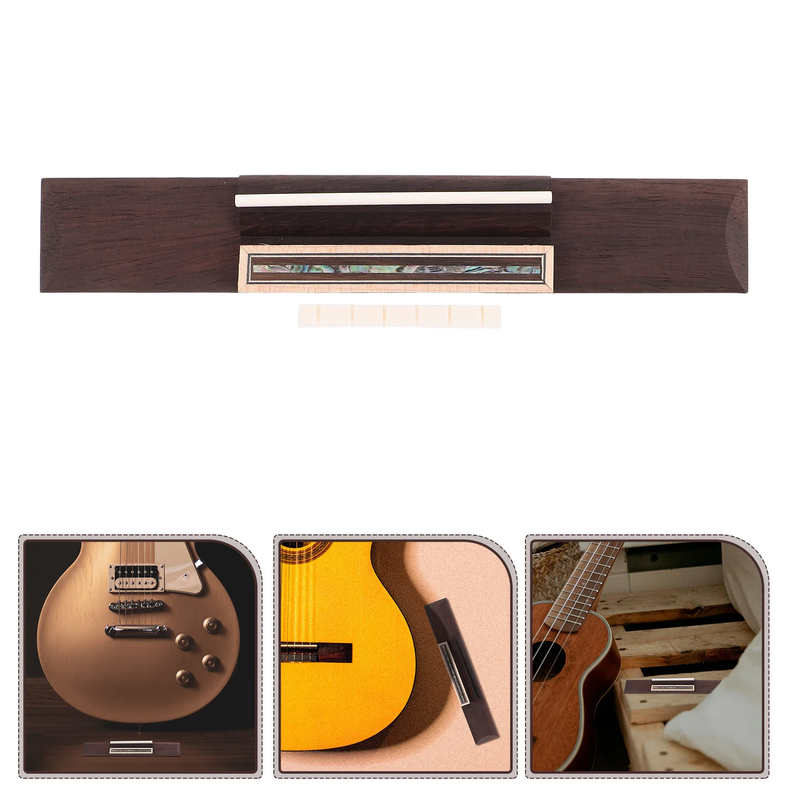 

1Set Classical Guitar Bridge Saddle Nut Rosewood Bone Nut DIY Repair Parts Maintenance Stable Sound Quality Comfortable