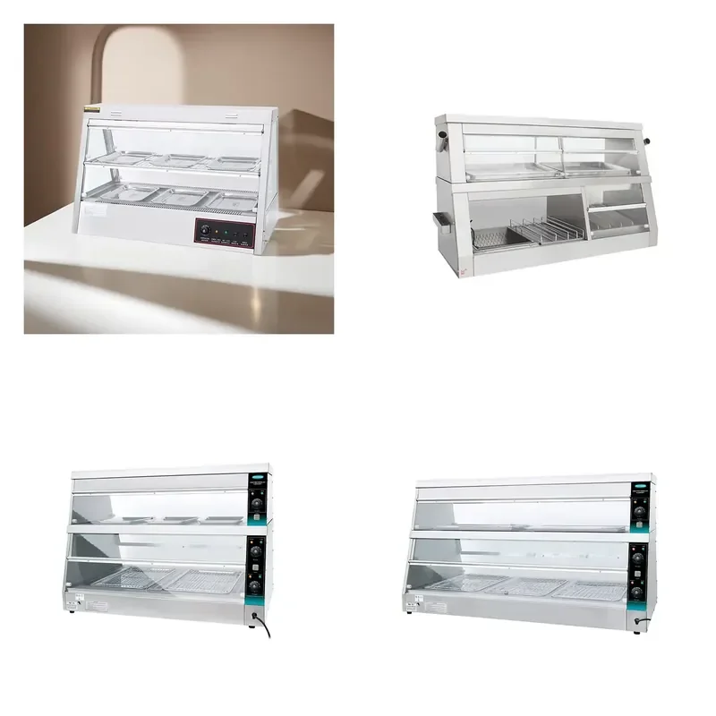 Glass Food Warmer Display Case Electric Hot Food Heater Showcase for Buffet Restaurant Commercial Kitchen Equipment