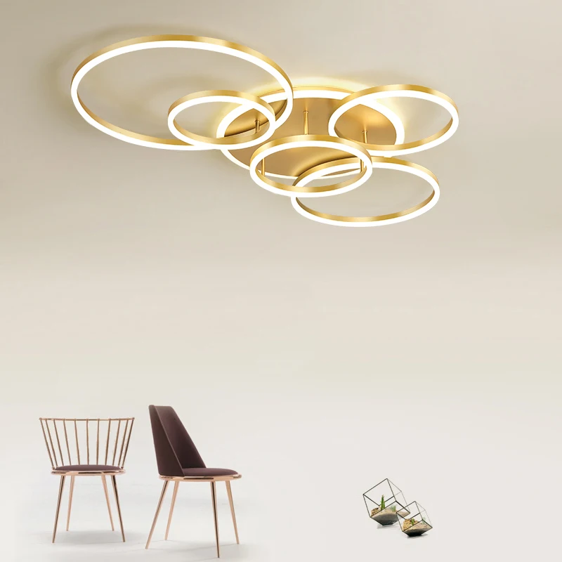 2024 Modern LED Gold/black/white Circular Bedroom Ceiling Chandelier Indoor Lighting, Living Room Office Lighting Free Shipping