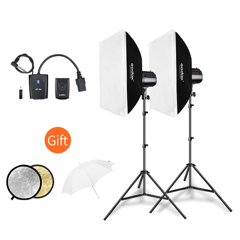 

Godox 400Ws Strobe Studio Flash Light Kit 2pcs 200Ws Photographic Lighting - Strobes + Light Stands + Triggers + Soft Box