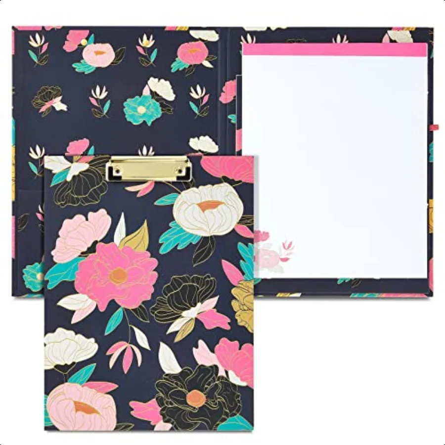 

Floral Clipboard Folio with Notepad Low Profile Clip and Interior Storage Pocket Cute Clipfolio Busin Folder 13 x 9 in Clipboar