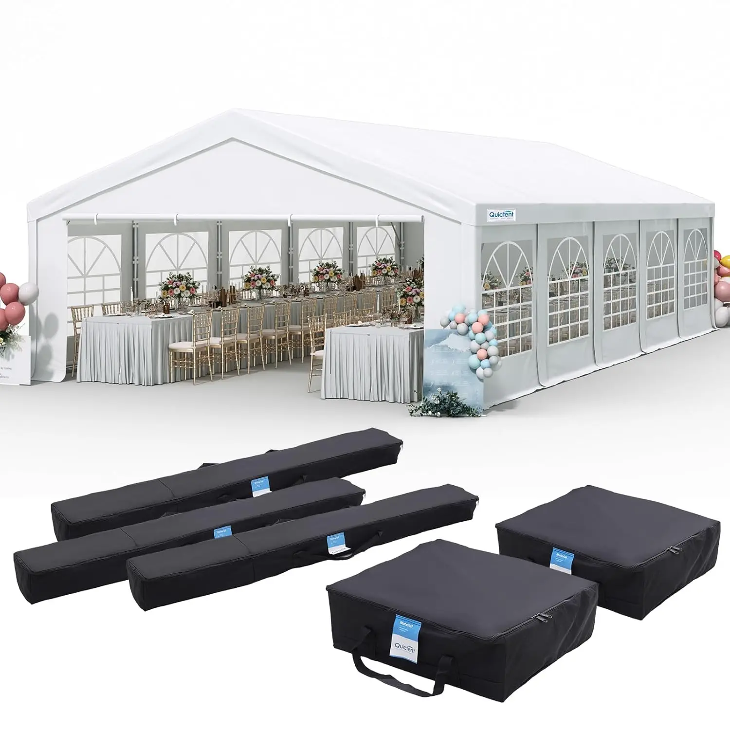 

Тент-шатер для мероприятий 20x32 фута, сверхпрочный, для улицы, съемные боковые стенки, 5 сумок для хранения, на заказ