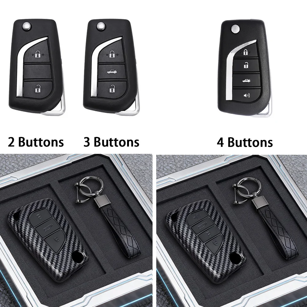 2/3/4 Buttons Car Flip Key Case Cover Shell Keychain For Toyota Corolla Altis Auris Aygo Yaris Camry RAV4 Verso TC IM Fob Access