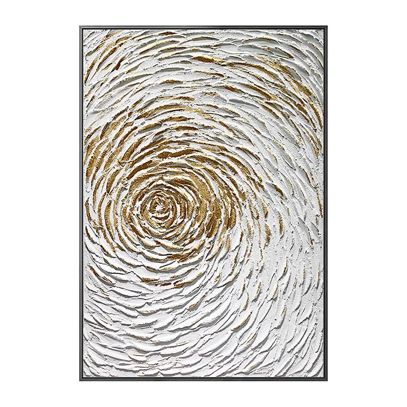 

Dense Texture Black and White Gold Entrance Decoration Abstract Oil Painting Wall Art