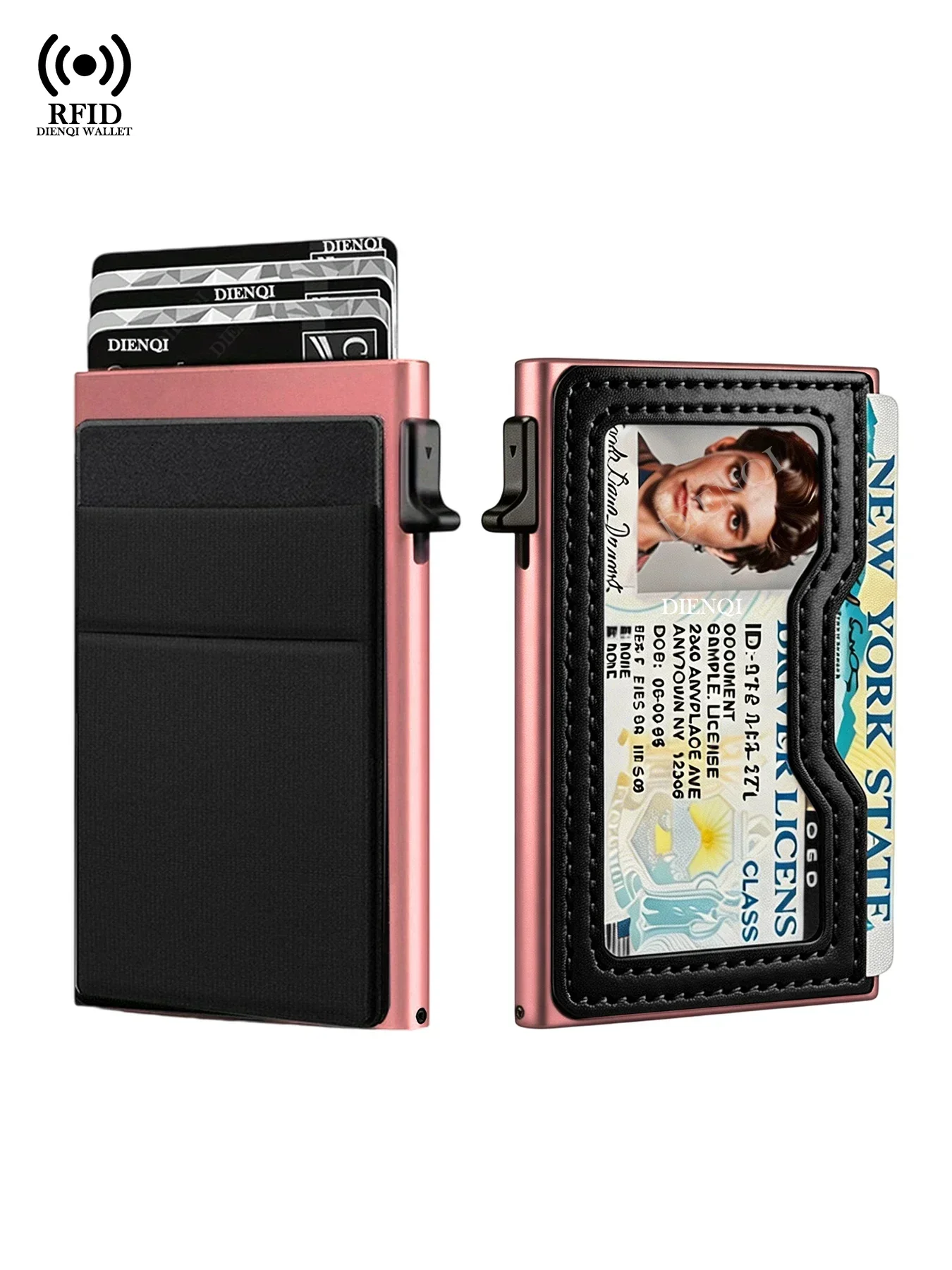 Geldbeutel Kartenetui Geldklammer Schlanker Minimalistischer Pop-Up-Kartenhalter RFID-Smart-Wallets ID-Fenster Mini-Taschen Luxus-Geldbörse Herren – Detail 13